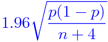 1.96*sqrt(p(1-p)/(n+4))
